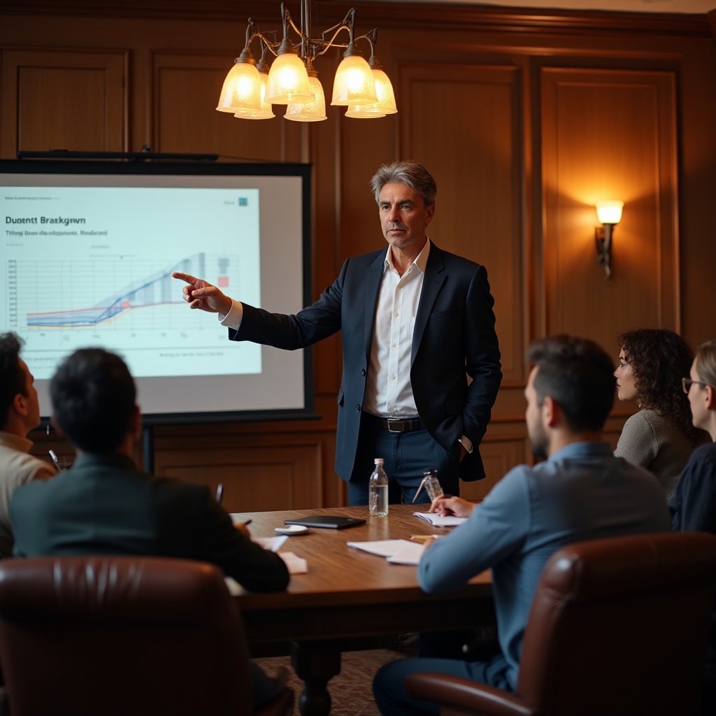 Facilitator prezentând la un atelier de planificare bugetară